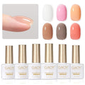 GAOY 6 Colors Builder Gel Set - Milky White, Pink, Nude Jelly Nail Strengthener, Soak Off Nail Extension Hard Gel, Vivid Nude, Base Coat Top Coat Needed