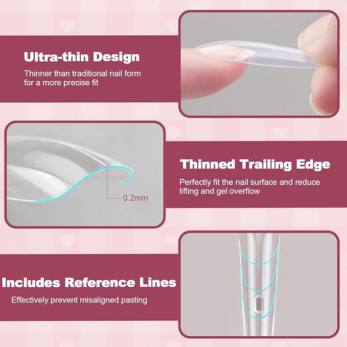 240 PCS Sandwich Nail Dual Forms, Nail Extension Kit for Beginner & Professional, 14 Sizes Dual Form for Polygel and Builder Gel, Salon and Home DIY Nail Art Tools (Trapezoidal)