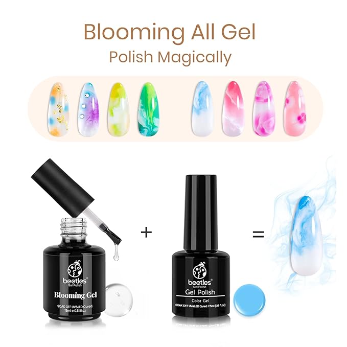 beetles Gel Polish Nail Set 20 Colors Cozy Campfire Collection Orange Green Brown Soak Off Uv Lamp with Beetles Nail Blooming Gel 15ml Clear Uv Led Soak off Nail Gel Diy Nail Art Design Manicure