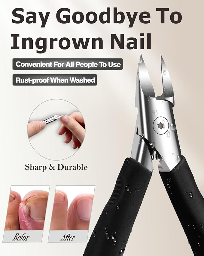 Ingrown Toenail Clippers - Toe Nail Clippers for Thick Toenails - Professional Podiatrist Toenail Clippers for Seniors Men Women with Sharp Blades/Effort-Saving Spring/Long Non-Slip Handle Design
