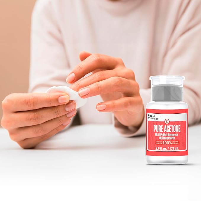 Pure Acetone 100 Percent Nail Polish Remover and Gel Nail Polish Remover With built-in Pump (175ml / 6 fl. oz) 100% Acetone