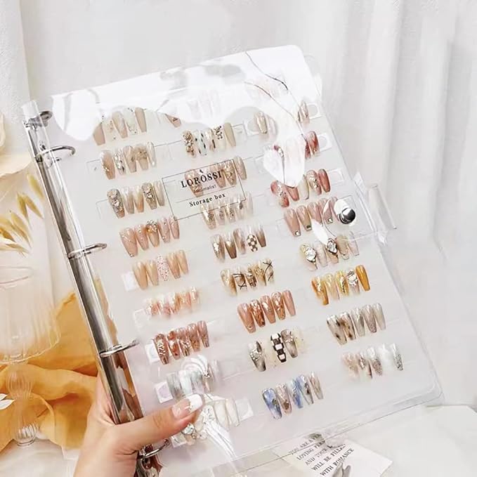 Large Clear Press on Nails Storage Box, Empty Press on Nails Packaging Box Set with Double-sided Adhesive Tape and 50 Arcylic Nail Display Stand Can Be Used to Store and Store Personal Items (large 1)