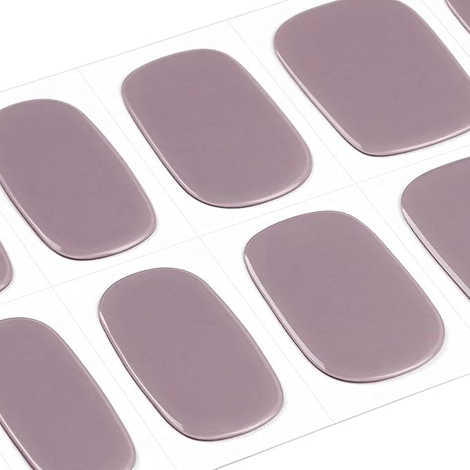 DANNI & TONI Semi Cured Gel Nail Strips Grey-Purple (Subdued Sangria) Gel Nail Stickers Semi Cured Nail Polish Wraps 28 Stickers