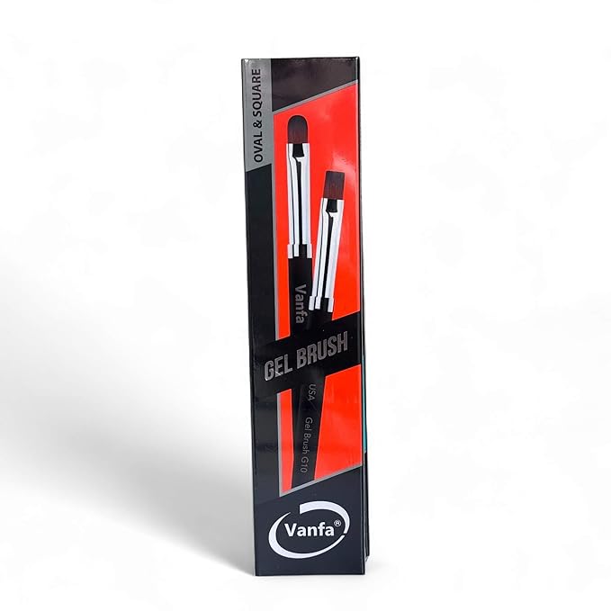 Vanfa Gel Nail Brush set for Builder Gel, Polygel, HardGel, Nail Painting (G10 set, 1 Oval + 1 Square) #79039