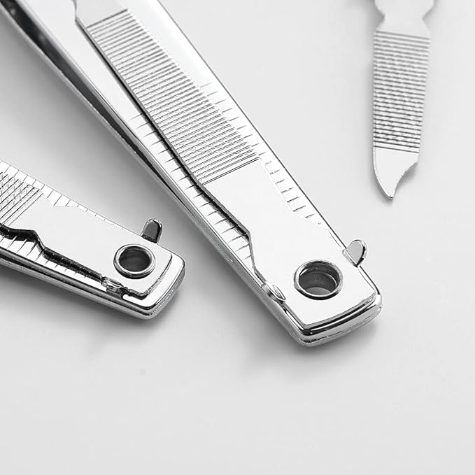 4 Pcs Professional Stainless Steel Toenail Clipper and Fingernails by QLL - Swing Out Nail Cleaner/File - Sharpest Stainless Steel Clipper - Wide Easy Press Lever – Nail Cutter