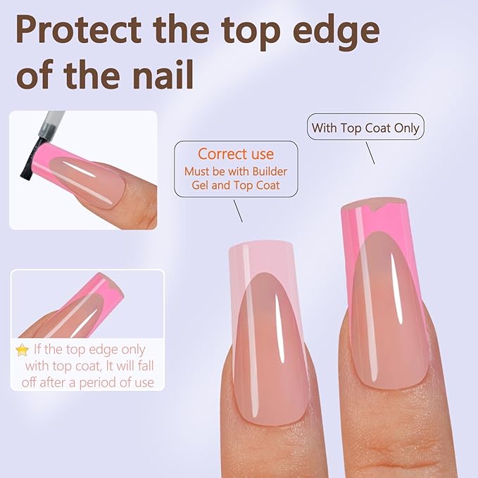 Misssix French Gel Nail Tips, 150Pcs Pink French Tip Press on Nails Long Square, No Need to File Tips Pre-lasting, Fake Nails for Nail Art DIY 15 Sizes