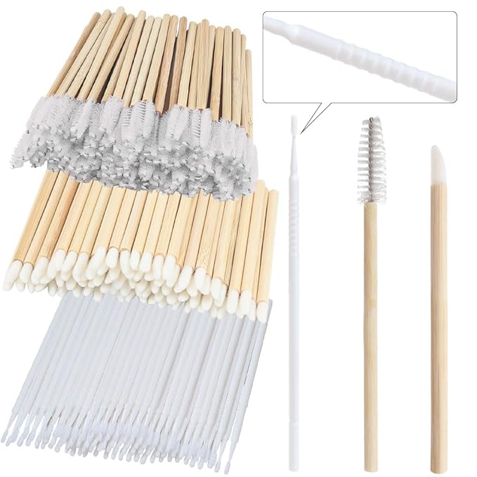300 Pack Disposable Spoolies Brushes Sets Mascara Wand Lip Brushes Cotton Swab for Eyebrow Eyelash Extension Tattoo Lipstick Applicator