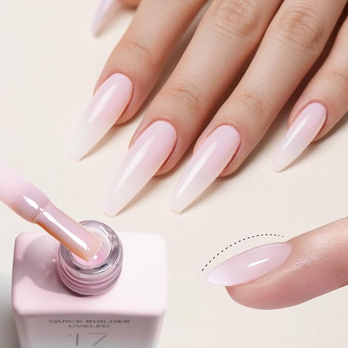 CANNI Builder Nail Gel, Baby Pink Builder for Nails Strengthener Gel Thickening Extension for Beginners DIY Home Salon Manicure