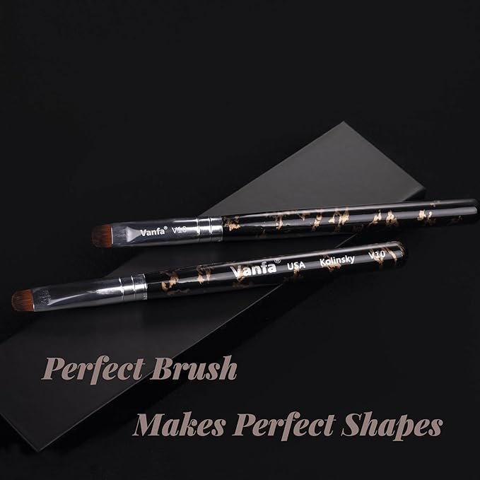 Vanfa French Brush for Nails, Gel Nail Brush, Clean up brush, Nail Art Brush with Kolinsky Hair (V10 - Pack of 2)