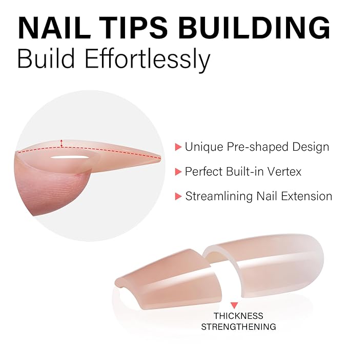 AILLSA Press on Nails Almond 140 PCS Fake Nails 4 in 1 Medium Glossy Nude Nails Press Ons, Long Lasting Pre-Shaped Gel Nails Natural False Nail for Nail Art DIY Women