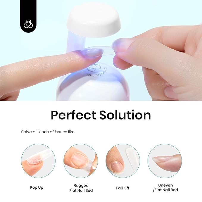 beetles Gel Polish 9 in 1 Nail Glue and Mini Uv Light Set for Easy and Fast Extension System Nail Gel Glue for False Nails Tips, Rhinestone, Base Gel, Blooming Gel