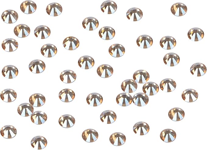 2880PCS Art Nail Rhinestones Non Hotfix Glue Fix Round Crystals Glass Flatback for DIY Jewelry Making with one Picking Pen (ss8 2880pcs, Lt. Peach)