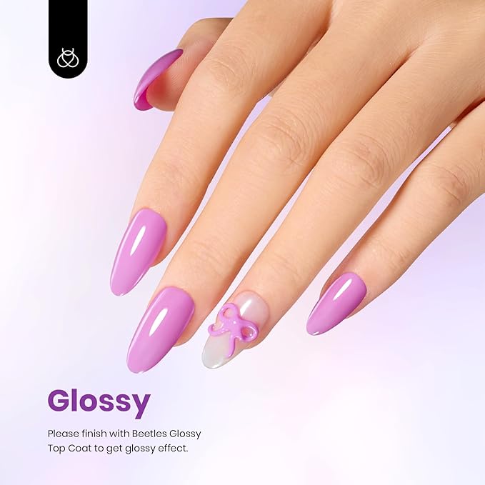 Beetles Purple Gel Nail Polish - 1 Pcs 15ml Pale Soft Purple Gel Polish Spring Colors All Season Soak Off DIY Manicure Salon Uv Fuchsia Shades Nail Art Design Gift for Women Girl