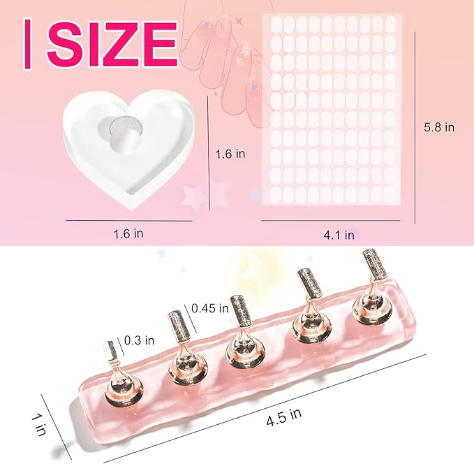 Pink Nail Stand For Press Ons, Nail Holder For Painting Nails With A Heart Shape Acrylic Nail Stand, Easy-To-Clean Press On Nail Stand Nail Art Practice Nail Dispaly Home DIY Salon Supplies