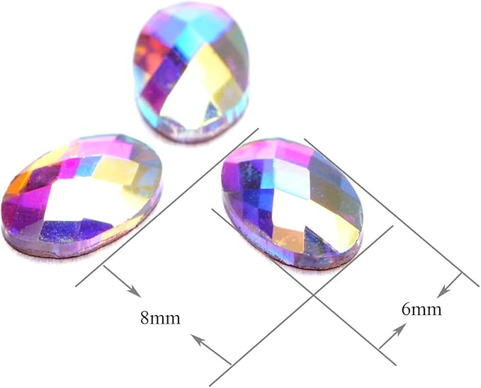 AD Beads Top Czech AB Crystal Flatback Rhinestone Nail Art Decoration Multi Shape (S07 Oval 4x6mm, 100 Pcs)