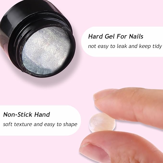 Solid Builder Gel For Nails, Aurora Blue Pink Green Clear Non-Sticky Hand Sculpting Gel For Nail Art With Silicone Carving Pen Chrome Nail Powder Professional Nail Salon Supplies
