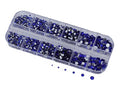 Over 2100 Pieces Blue Sapphire Flat Back Glass Rhinestones Crystals for Nail Art Kit 6 Sizes (1.4mm - 4.8mm)