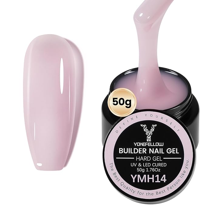 50g Builder Gel for Nails, Long-Lasting Soak-Off Nail Extension Gel for Beginners & DIY Home Salon Manicure(YMH14-Light Nude)