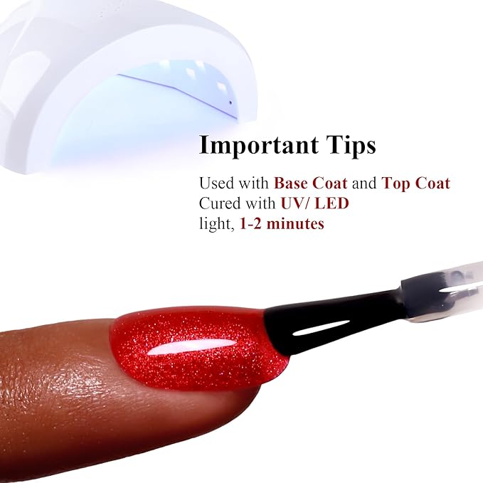 Glitter Gel Polish, Blood Red Glitter Gel Nail Polish Sparkle Shimmer Gel Glitter Nail Polish Diamond Sparkles Soak Off LED UV Gel Nail Polish for Art DIY Manicure 15ML