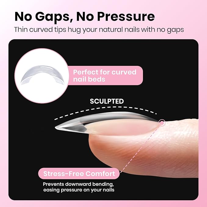 Beetles Gel Nail Tips Flat-X - Coffin Short, 160pcs 16 Sizes, Pre-Etched Half Matte Full Cover Soft Acrylic False Nail Tips Clear Press on Easy DIY Extension Salon for Flat & Natural Nail Beds