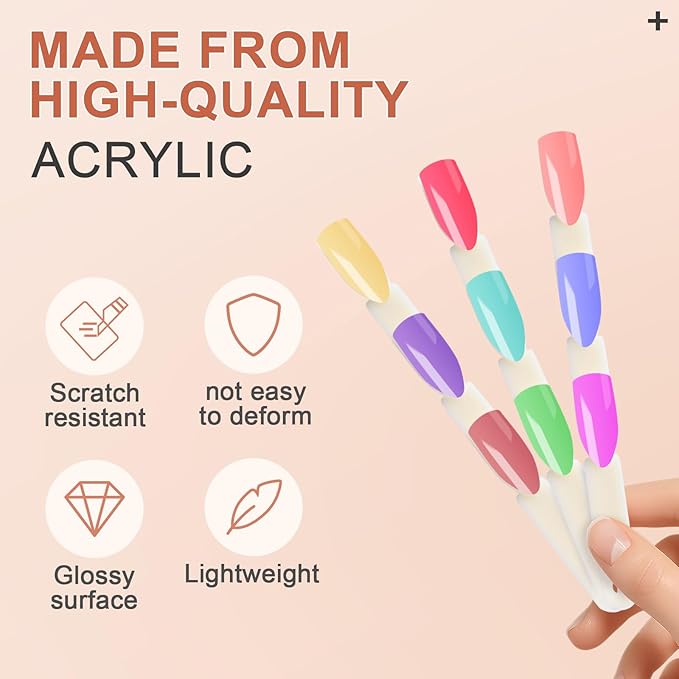 300 Tips Nail Swatch Sticks with Metal Split Ring Fan-shaped Display Nail Practice Sticks Nail Sample Swatches for Nail Art Polish Practice Nail Color Display (Natural)