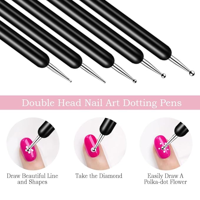 25Pcs Nail Art Brushes, Nail Brush Set,Nail Art Design Tools, 15Pcs Nail Brushes,5Pcs Nail Dotting Tool and Sculpture Pen, 5Pcs Liner Brush M012
