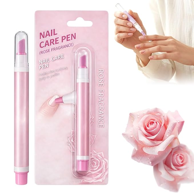 2 Packs 2-in-1 Cuticle Oil Pusher Pen, 2026 New Ceramic Cuticle Pusher & Oil Pen, Nail Care Pen for Hangnails, Dry & Damaged Nails, Moisturize Strengthen Brighten Nails Care (Pink)
