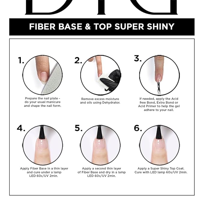 DIDIER LAB Premium Fiber Base and Top Coat Gel Nail Polish - Milky Pink Base Coat Nail Polish and Long Lasting No Wipe Top Coat Clear - LED UV Nails Polish Soak Off Gel Polish Kit 2pcs