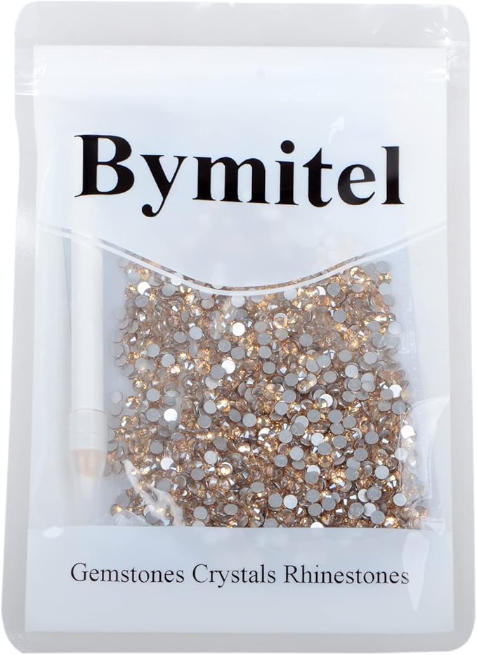 1440PCS Art Nail Rhinestones Non Hotfix Glue Fix Round Crystals Glass Flatback for DIY Jewelry Making with one Picking Pen (ss12 1440pcs, Lt. Peach)