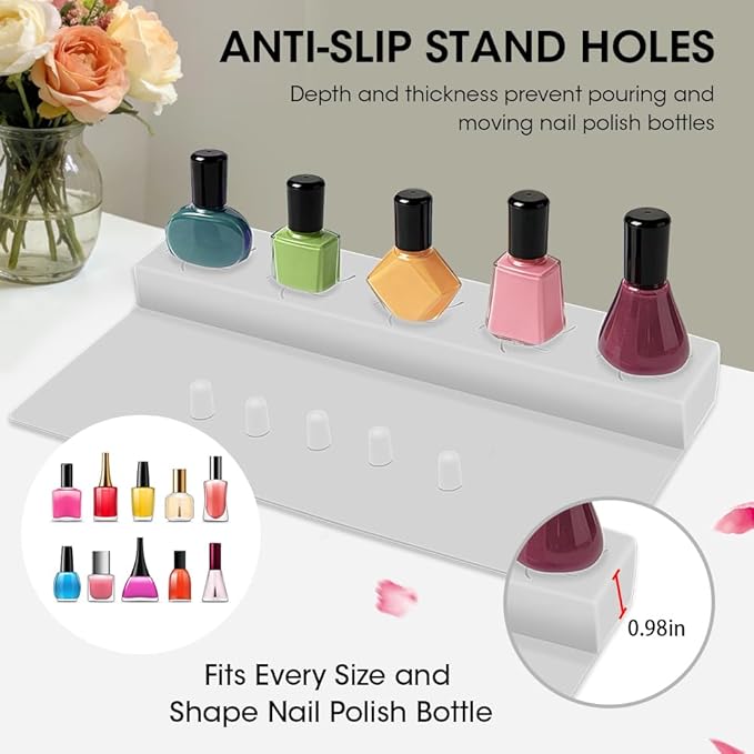 Nail Polish Holder,Silicone Hand Rest Mat Fingernail Painting Tools 2 in 1 Art Accessories Organizer Case Set with Anti-Spill Bottle Stand and Finger Separators for Pedicure Manicure(Grey)