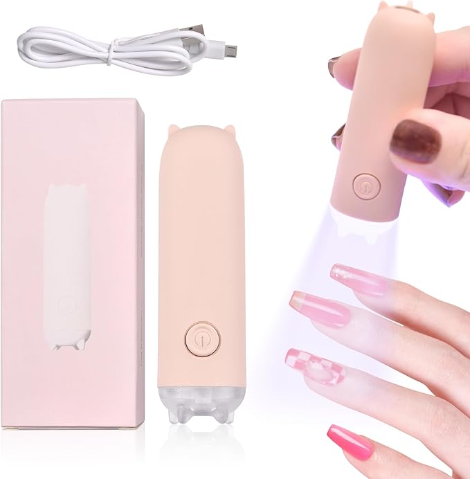 Mini Handheld UV Light for Gel Nails Portable Cordless Nail Lamp Rechargeable USB Nail Dryer Pen for Fast Curing, DIY Nails Tool, Pink, for Home DIY & Nail Salon