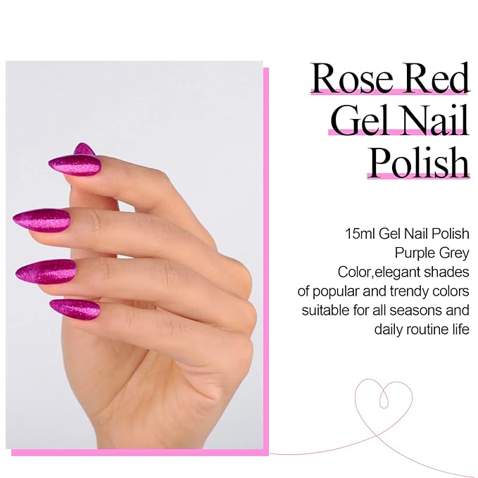 Imtiti Glitter Gel Nail Polish, 1 Pc 0.5 fl oz Sparkly Vanessa Red Wine, DIY Gel Nail Design for Salon Manicure, Christmas Decoration