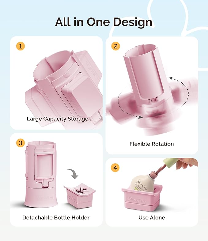 MelodySusie GelCarousel for Nail Polish Bottle Holder and Nail Art Tools Organizer, 360° Rotating Storage Container with 3Pcs Detachable Silcone Gel Polish Holder, Pink(Only Box)