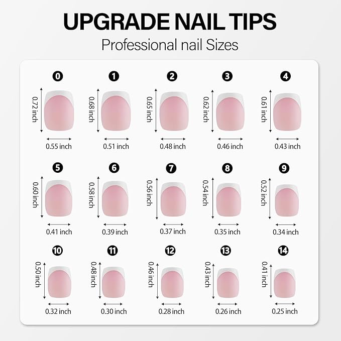 Vansiho Pink French Gel Nail Tips, Short Round Soft Gel Nail Tips, French Tips Press on Nails, 150 Pcs Box of DIY False Nails, 15 Sizes