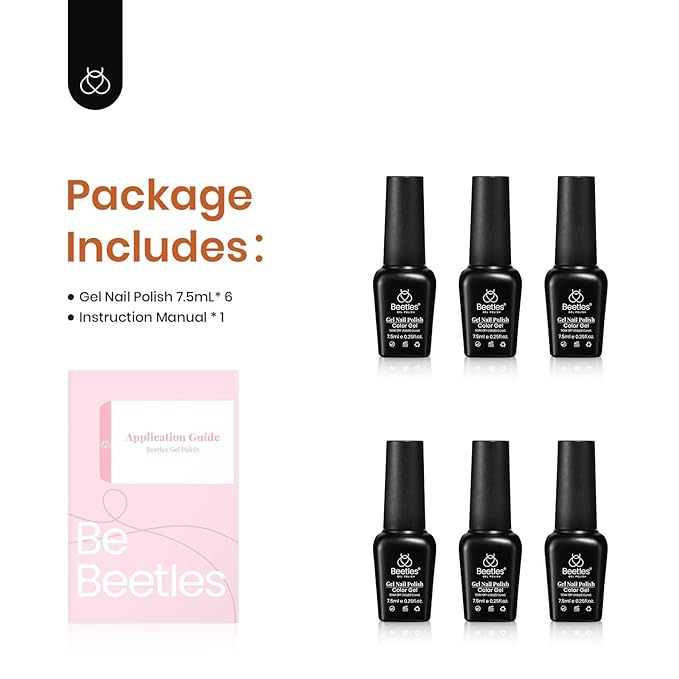 Beetles Christams Gel Polish - Glimmer 6 Colors Jelly Polish Set, Tortoise Brown Red Green Jelly Colors Nail, Soak Off LED UV Curing Manicure Kit Gift for Women