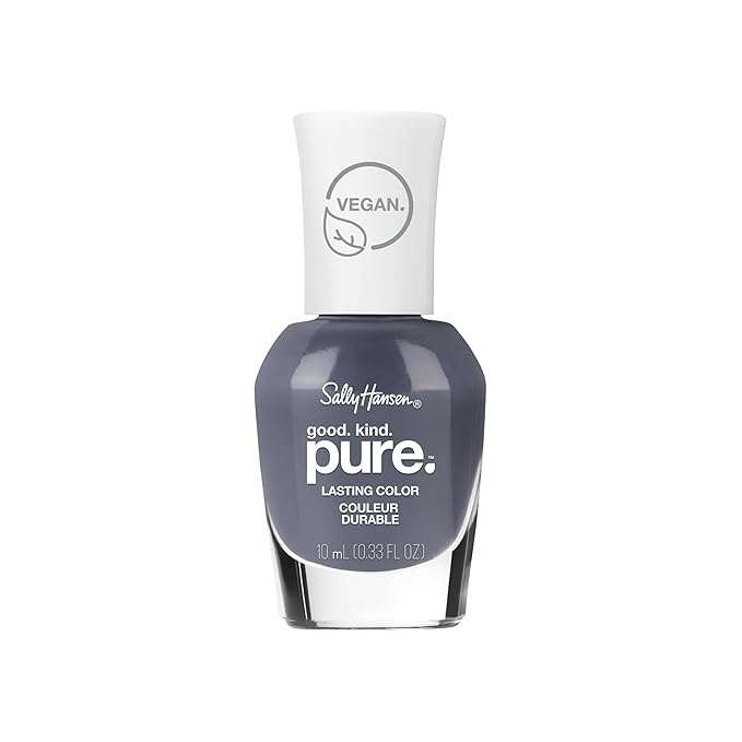 Sally Hansen Good. Kind. Pure. Nail Polish | Plant-Based, Vegan, 16-Free Formula | Opaque, Shiny | 395 Nightfall | Grey Navy Nail Color