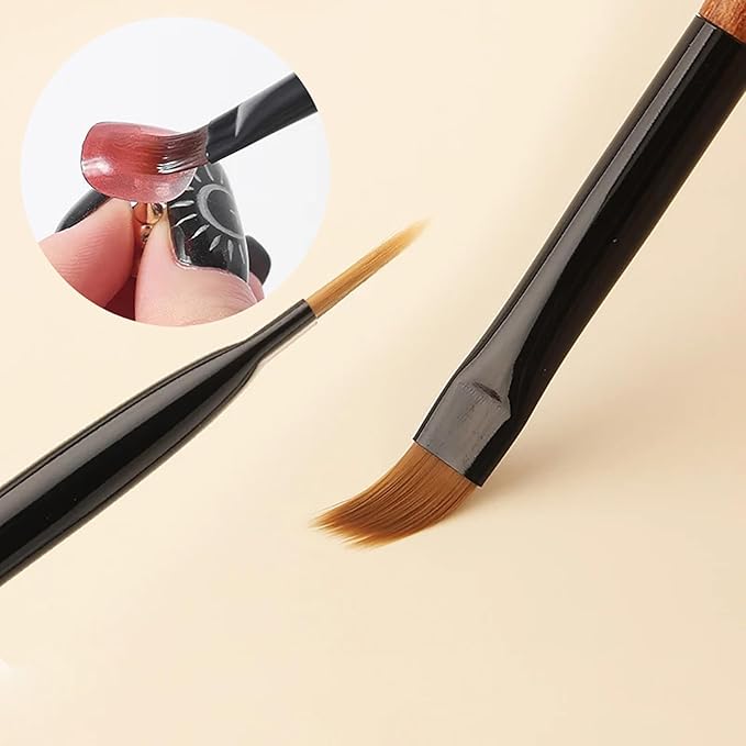 Ombre Nail Brush (Thicken), Precise Gradient & Lace Nail Art Painting Brushes Pen, Acrylic Ombre Brush for Nails, Mahogany Manicure Design Tool for DIY & Salon Gel Polish