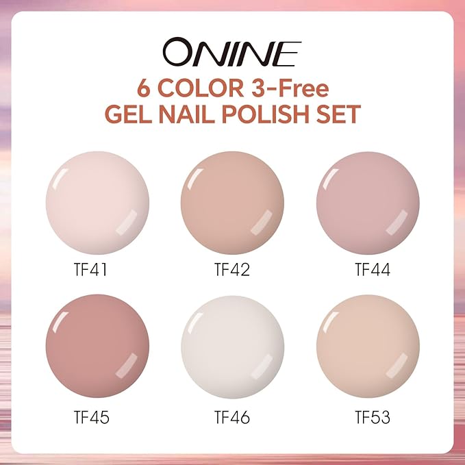 3-Free Gel Nail Polish Set - 6Pcs 10g Nude Pink Jelly UV/LED Gel, Long Lasting High Gloss Soak Off Nail Gel, Nail Beauty Design Manicure for Professional, Salon & Home Use, No Hema & TPO & Di-Hema
