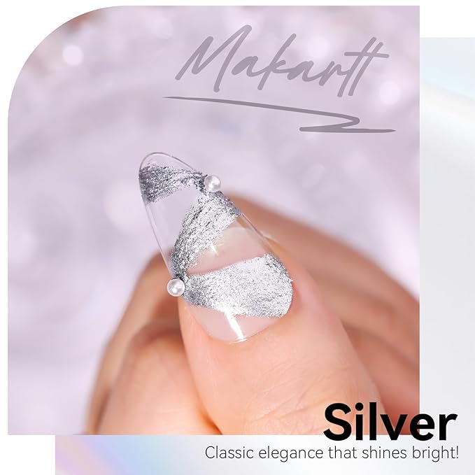 Makartt 3D Sculpting Gel for Nail Art: No Wipe UV Texture Gel, 5g Silver Fairy Aurora Powder Glitter Mud for Nails & Charms