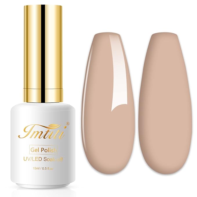 Imtiti Nude Gel Nail Polish, 1 Pcs 0.5 Fl Oz Nude Brown Gel Polish Soak Off LED U V Nail Gel Polish Neutral Skin Tones Gel Nail Polish DIY Nail Art Starter Manicure Salon Gel Nail Kit for Women Girls