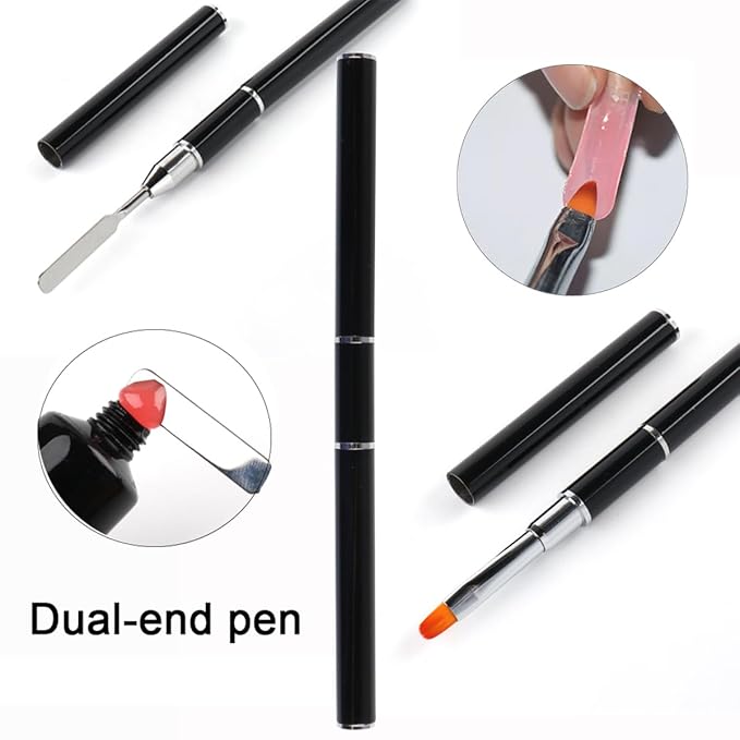 Dual Nail Form Kit, 480pcs Dual Forms for Polygel Stiletto Coffin Ballerina Extension Forms 10pcs Clear Clips With Gel Brush Pen Nails Files Buffer Nail Extension Kit for Beginner