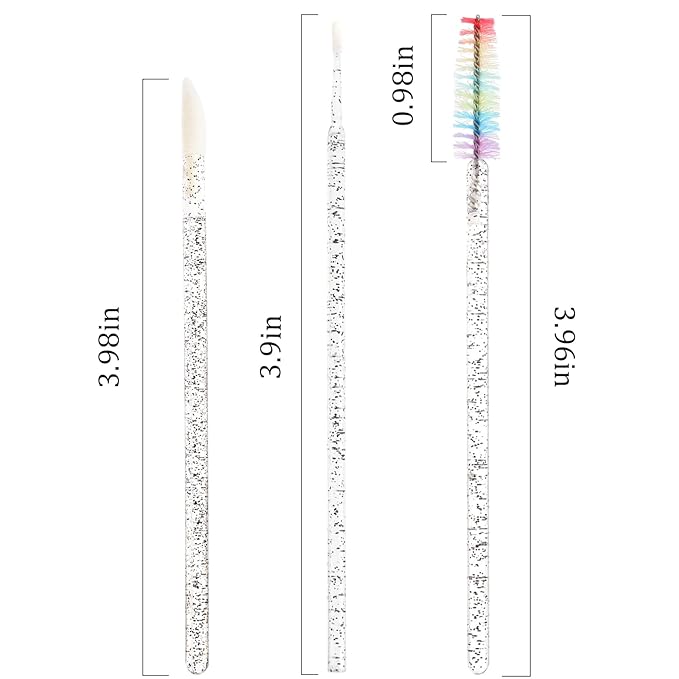 300 PCS Eyelash Extension Supplies Kit, Disposable Lash Spoolies Brushes Micro Swab Brushes Mascara Wand Lip Brushes for Eyelash Extension Tattoo Lipstick Applicator（Crystal Black Rainbow）