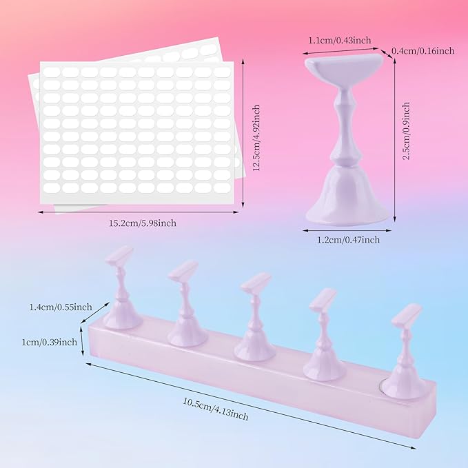 ANGNYA Nail Stand for Press Ons，3 Set Nail Holder for Painting Nails with 200PCS Nail Sticky Tabs Powerful Magnetic Fake Nail Stands for Nail Holder Nail Display Press on Home DIY Salon Supplies
