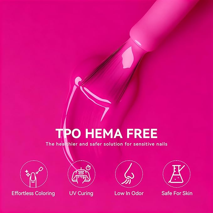 MEGIOR Hot Pink Gel Nail Polish 0.5 Fl Oz Bright Pink Soak Off UV LED Lamp Light Cure Gel Polish Kit for Salon and Nail Art Starter Manicure DIY at Home