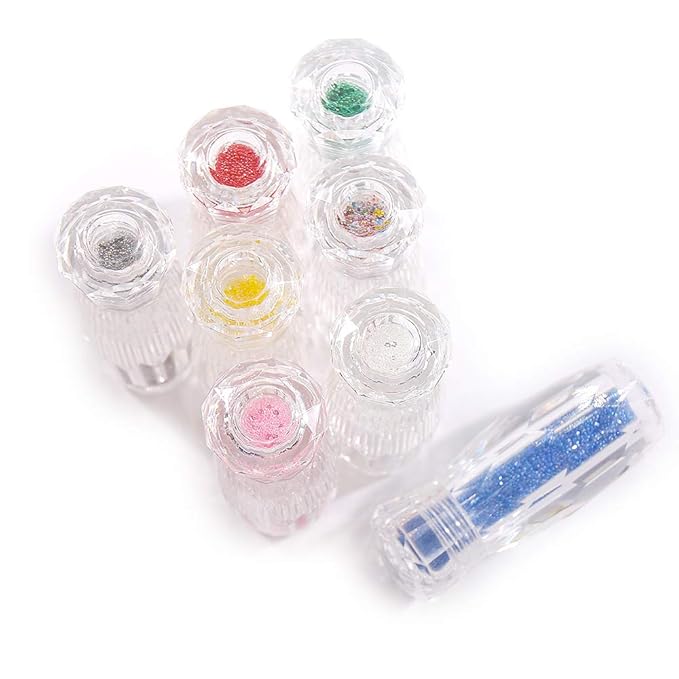 8 Bottles Of Mini Glitter Caviar Micro Crystal Beads 3D Nail Art Rhinestone Decorations DIY Manicure Accessories (mix)