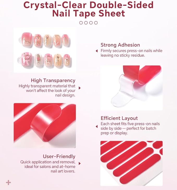 6 Pcs Clear Nail Organizer Box & 30 Pcs Adhesive Tape Press On Nails Storage Case for Salon False Nail Display Nail Business Supplies Nail Packaging Fake Nail Holder