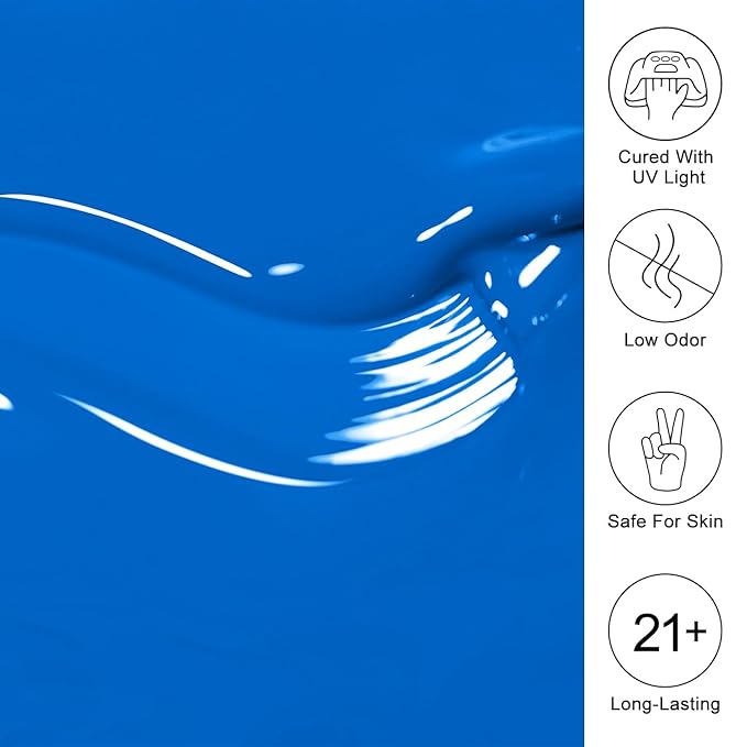 Imtiti Electric Blue Gel Nail Polish, Blue Gel Polish for Nail Art Soak off UV Led Salon DIY at Home Gift for Women