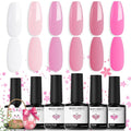 modelones Gel Nail Polish Set, 6 Colors 2026 Easter Light Soft Pink White Nude Pink Gel Polish Soak Off Nail Art Design Manicure Kit Salon DIY Home Gift Women Girlfriend Girl