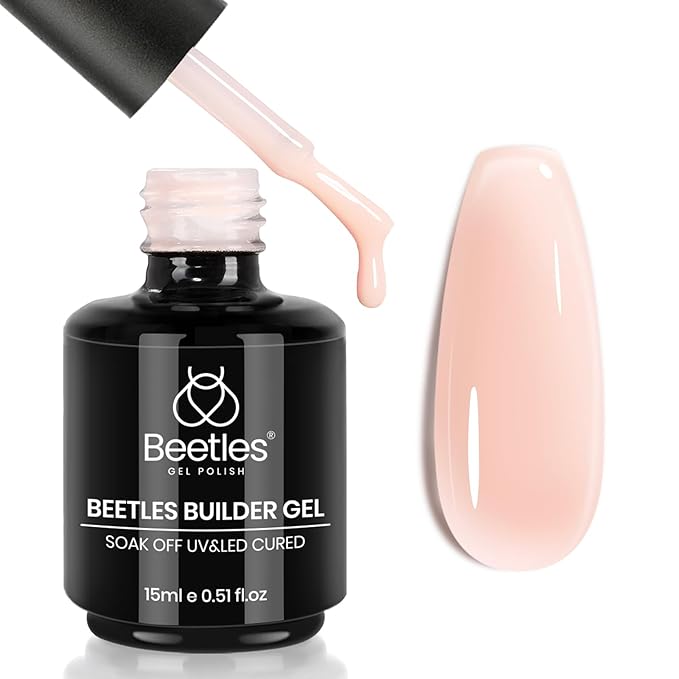 Beetles Builder Gel for Nails, 8 in 1 Jelly Nude Gel Builder for Building Apex & Extension Strengthener Thin Nails DIY Winter Nails Art Design for Beginner Women, UV & LED Lamp Needed