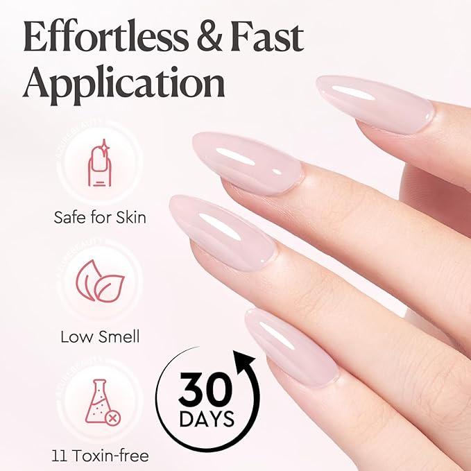 AZUREBEAUTY Builder Nail Gel, 18ml 7-in-1 Nude Pink, Beginner Friendly, 30-Day Nail Strengthener Extension Glue, For Home Salon DIY & Gifts
